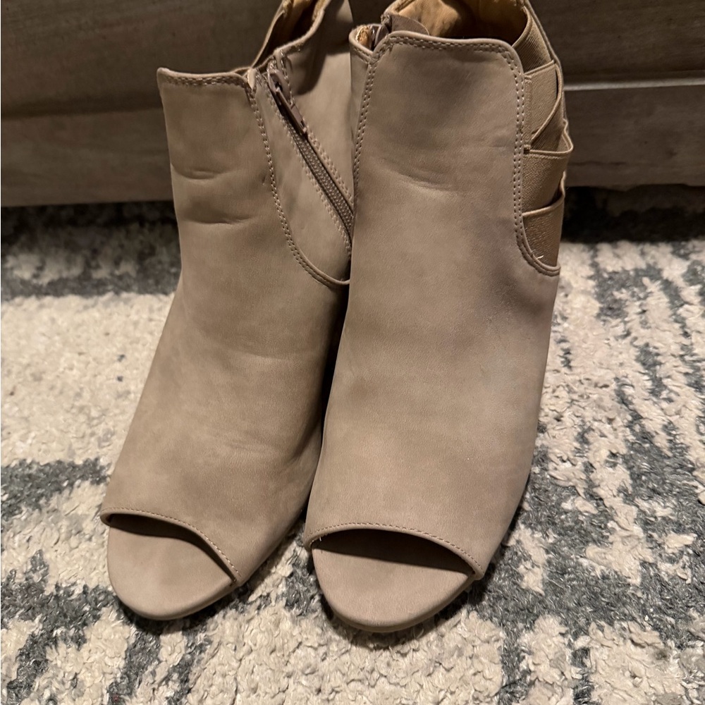 Charlotte Russe Taupe Peep-Toe Heels